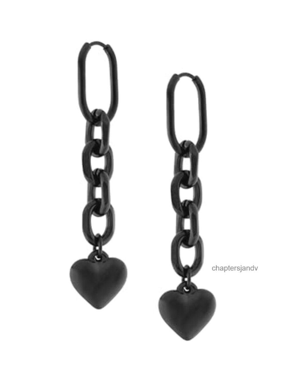 Gothic Punk Heart Chunky Chain Hoop Earrings Stainless Steel Women